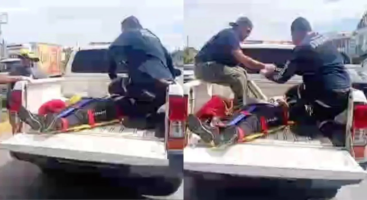 A falta de ambulancias, trasladan a lesionado en camioneta