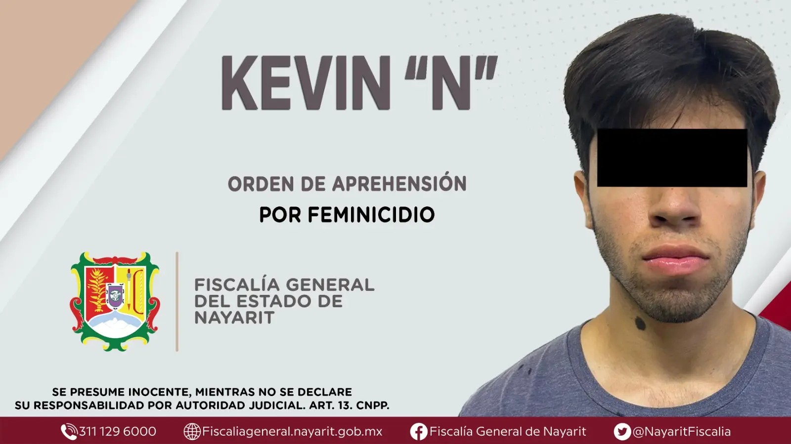 Detenido en Nayarit presunto feminicida buscado en el Estado de México