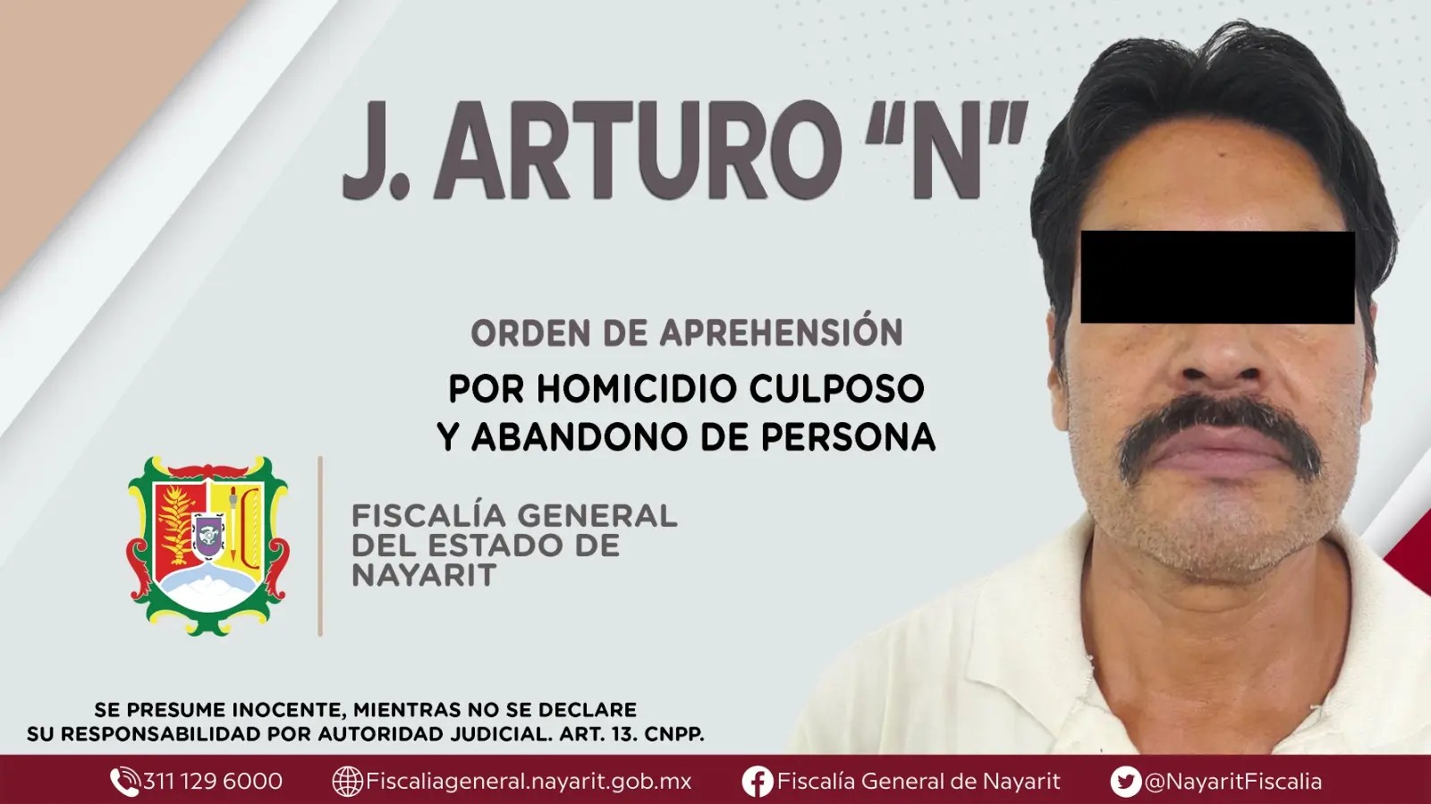 Se le ejecuta orden de aprehensión por homicidio culposo y abandono de persona