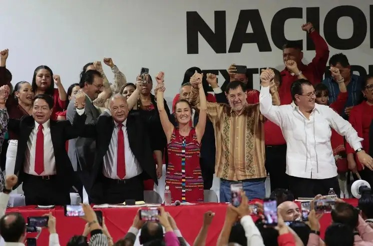 Recibe Claudia Sheinbaum apoyo del PT como coordinadora de la 4T