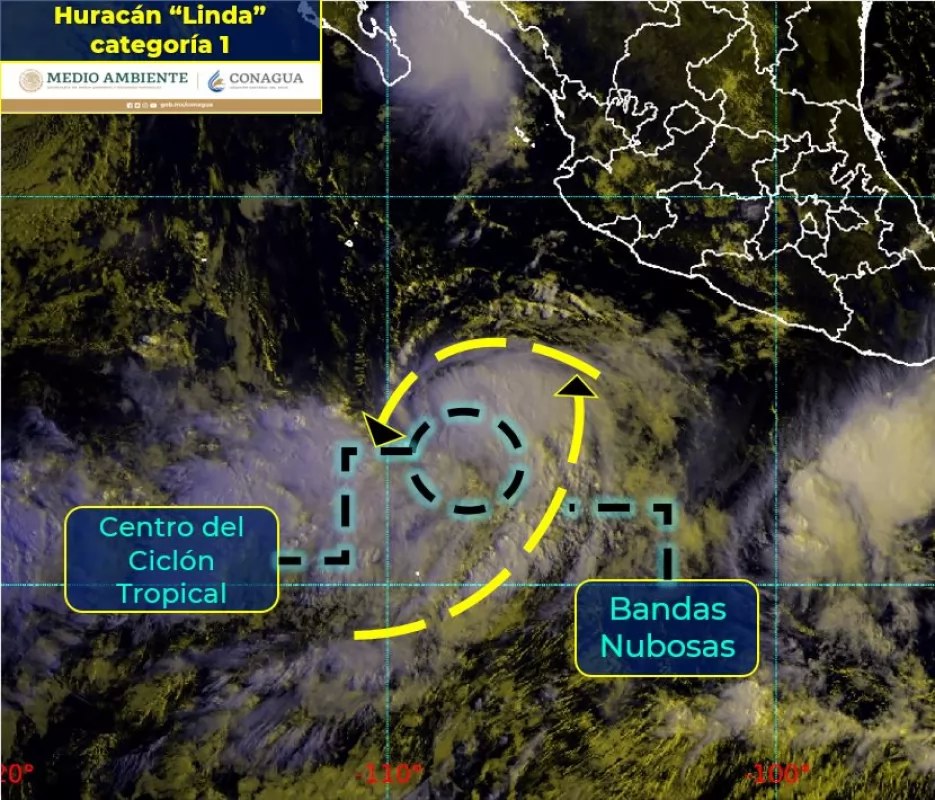 \"Linda\" se convierte en huracán; Prevén lluvias fuertes en Nayarit y Jalisco
